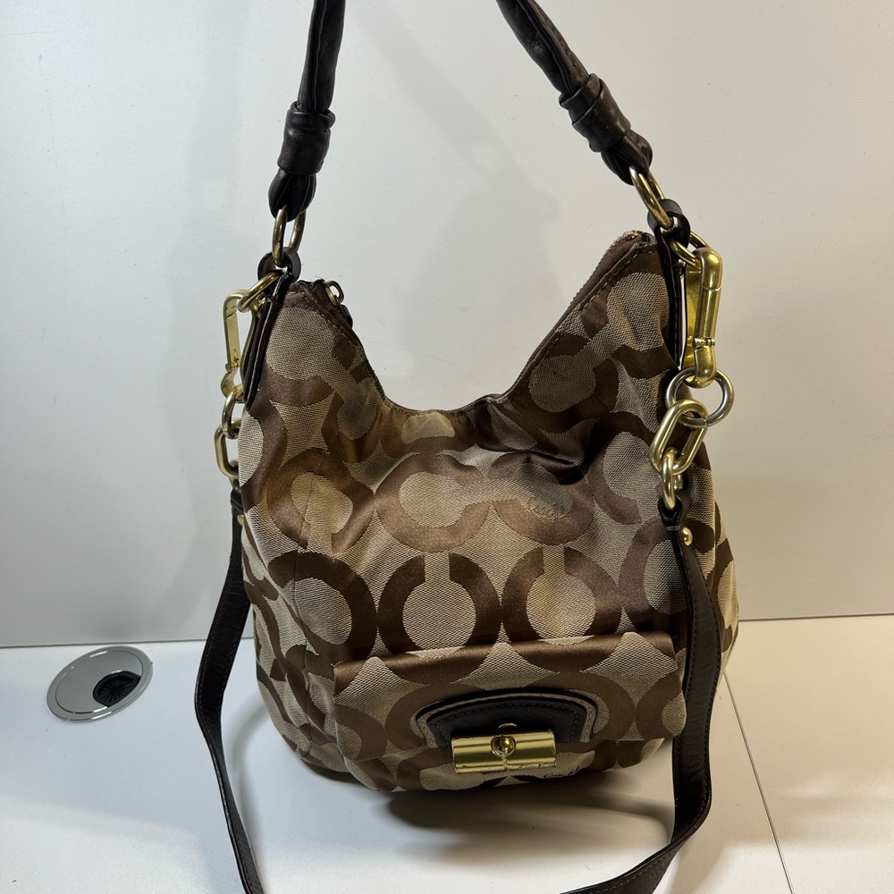 Coach canvas signature hobo handbag